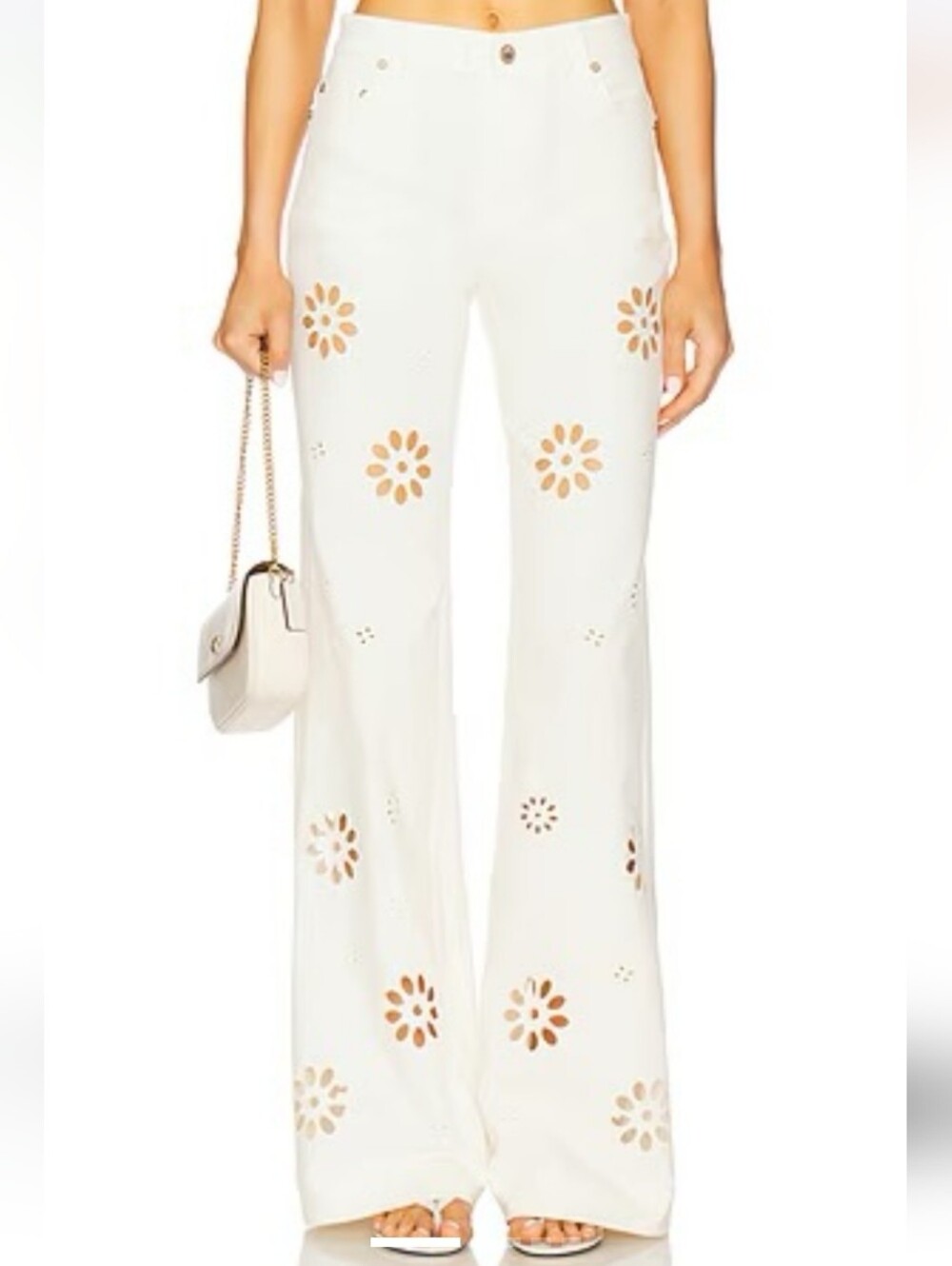 LoveShackFancy Carrolette Eyelette Wideleg Pant
